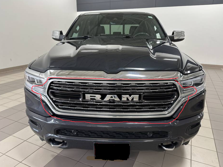 thumbnail image 2 of DASPARTS Matte Black Front Upper Grille Trim For 2019-2024 Dodge Ram 1500 - ABS Plastic 2 of 2